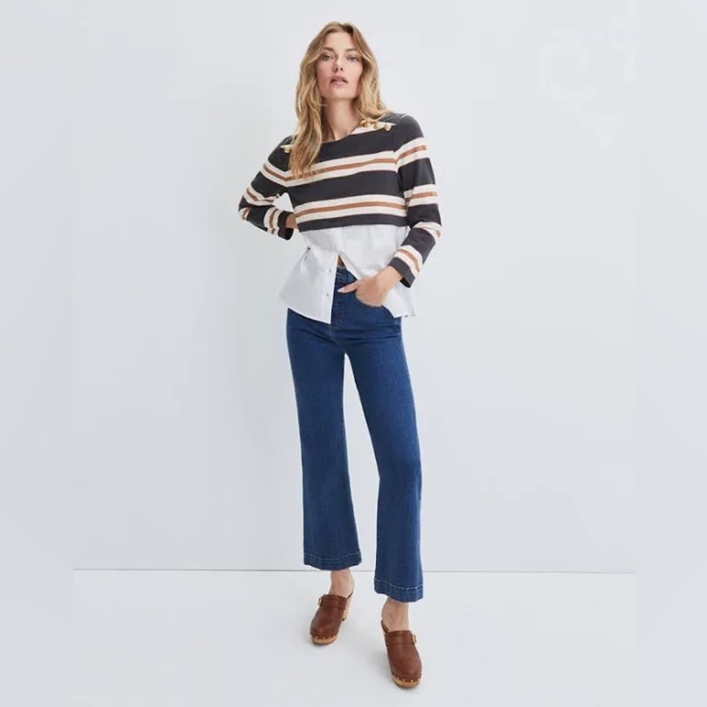 New! Veronica Beard Bertie Stripe Cotton Top with Button Detail ✨ XS NWT! - Picture 2 of 8